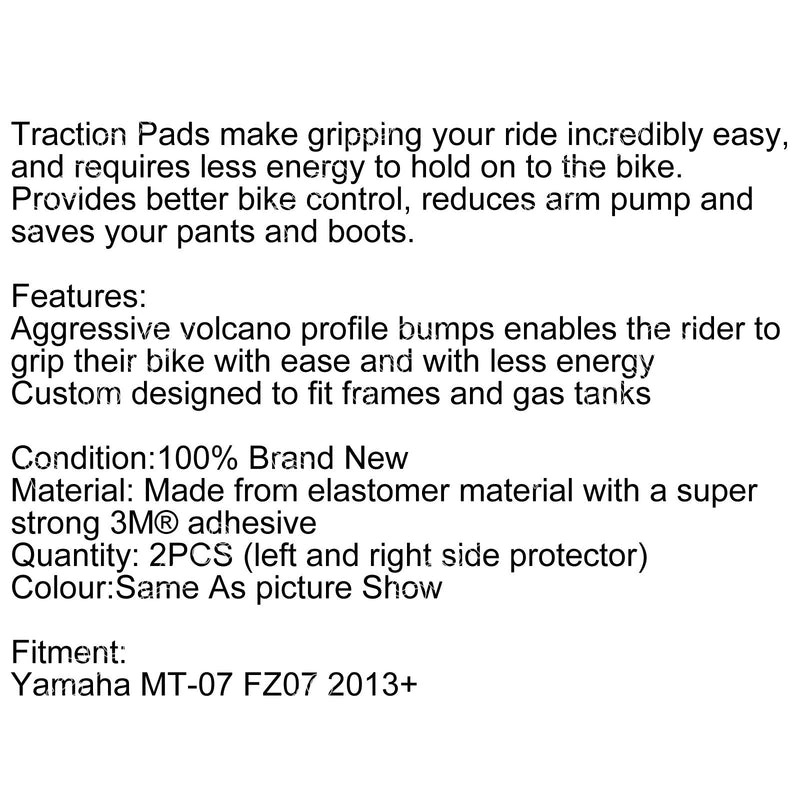 Almohadillas de tracción de tanque Protector de agarre de rodilla de gas lateral para Yamaha MT-07 MT07 2013-2016 Genérico