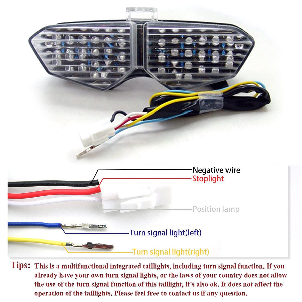 Integrated LED TailLight Turn Signals For Yamaha YZF R6 03-05 YZF R6S 2006-2008 Generic