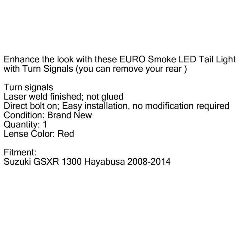 ضوء خلفي LED متكامل لسوزوكي GSXR 1300 هايابوسا (08-2012) 3 ألوان عام