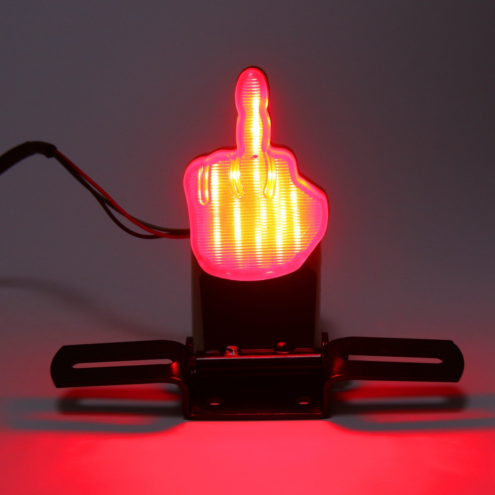 Middle Finger LED Break Tail Light Taillamp w/Plate for Harley Chopper Bobbe, 2 Color Generic