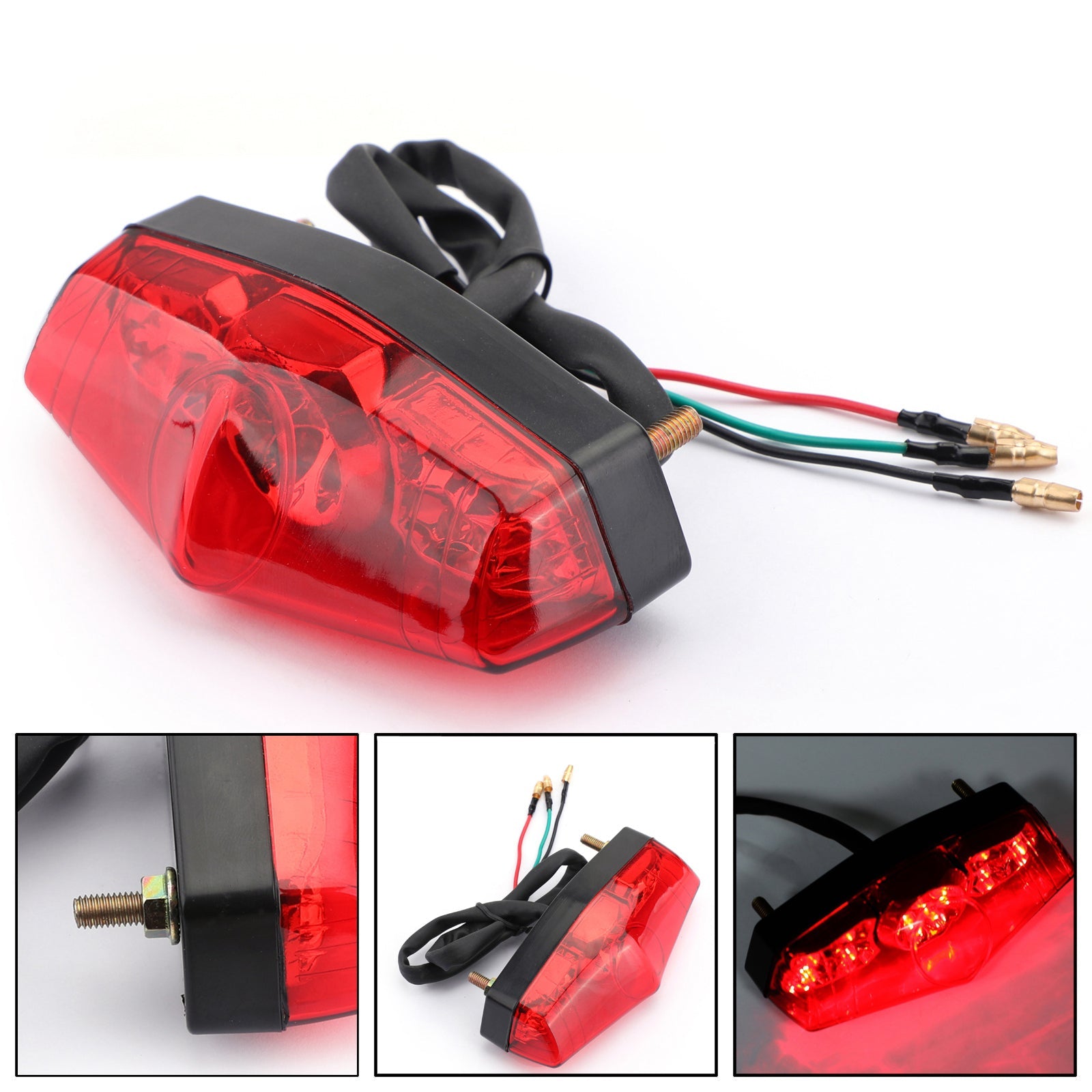 ABS Motorcycle LED Red 12V Brake Stop Running Rear Tail Light Lamp Universal Generic