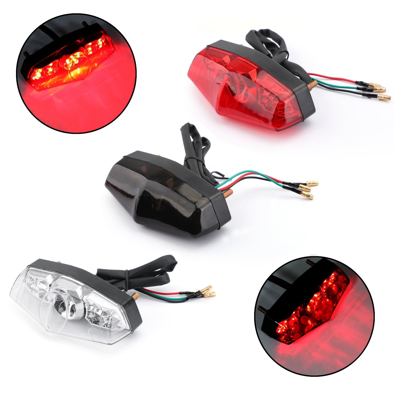 ABS Motorcycle LED Red 12V Brake Stop Running Rear Tail Light Lamp Universal