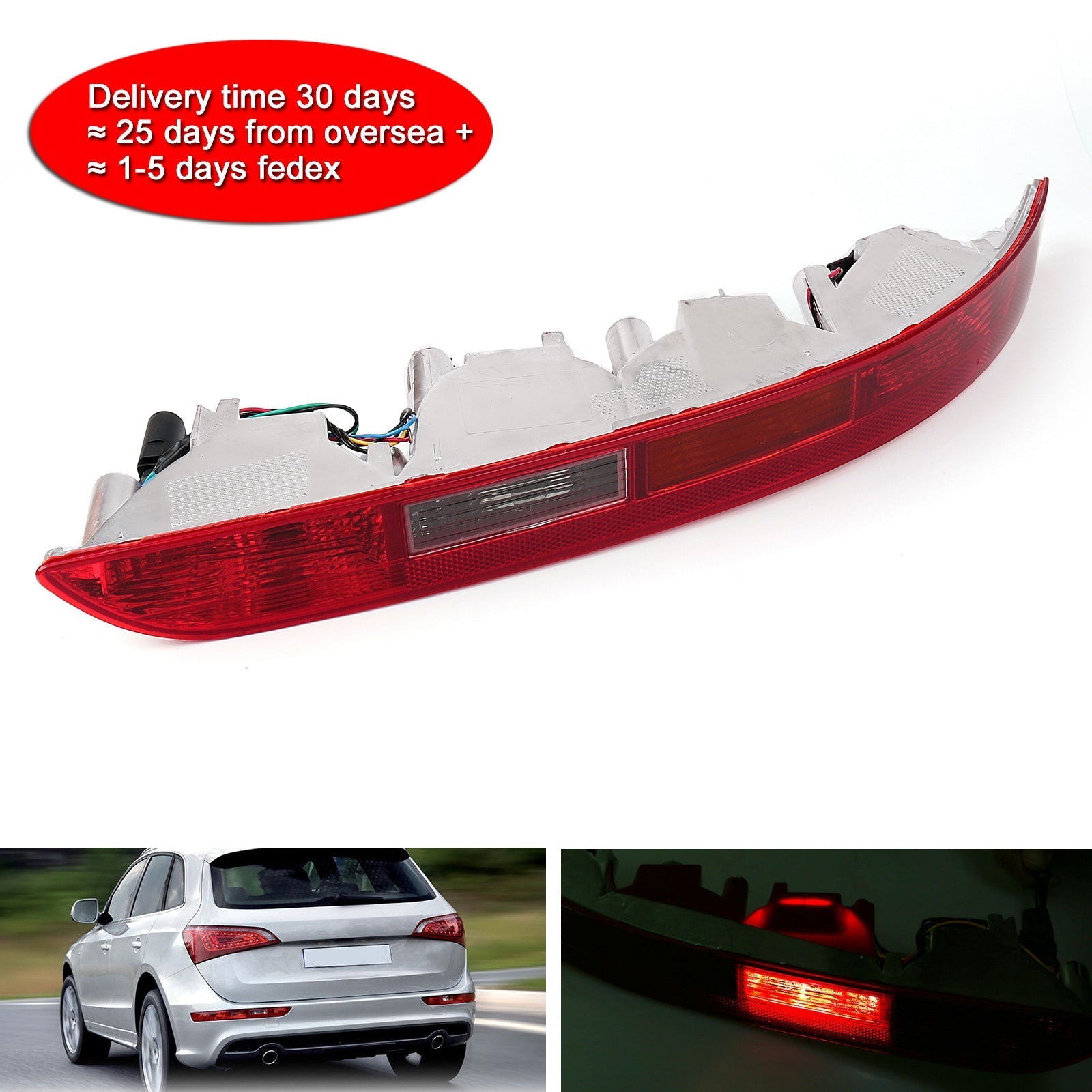 Left/Right Lower Tail light Lamp Rear Reverse Bumper Light with 4 bulbs For Audi Q5 (2009-2015) Generic