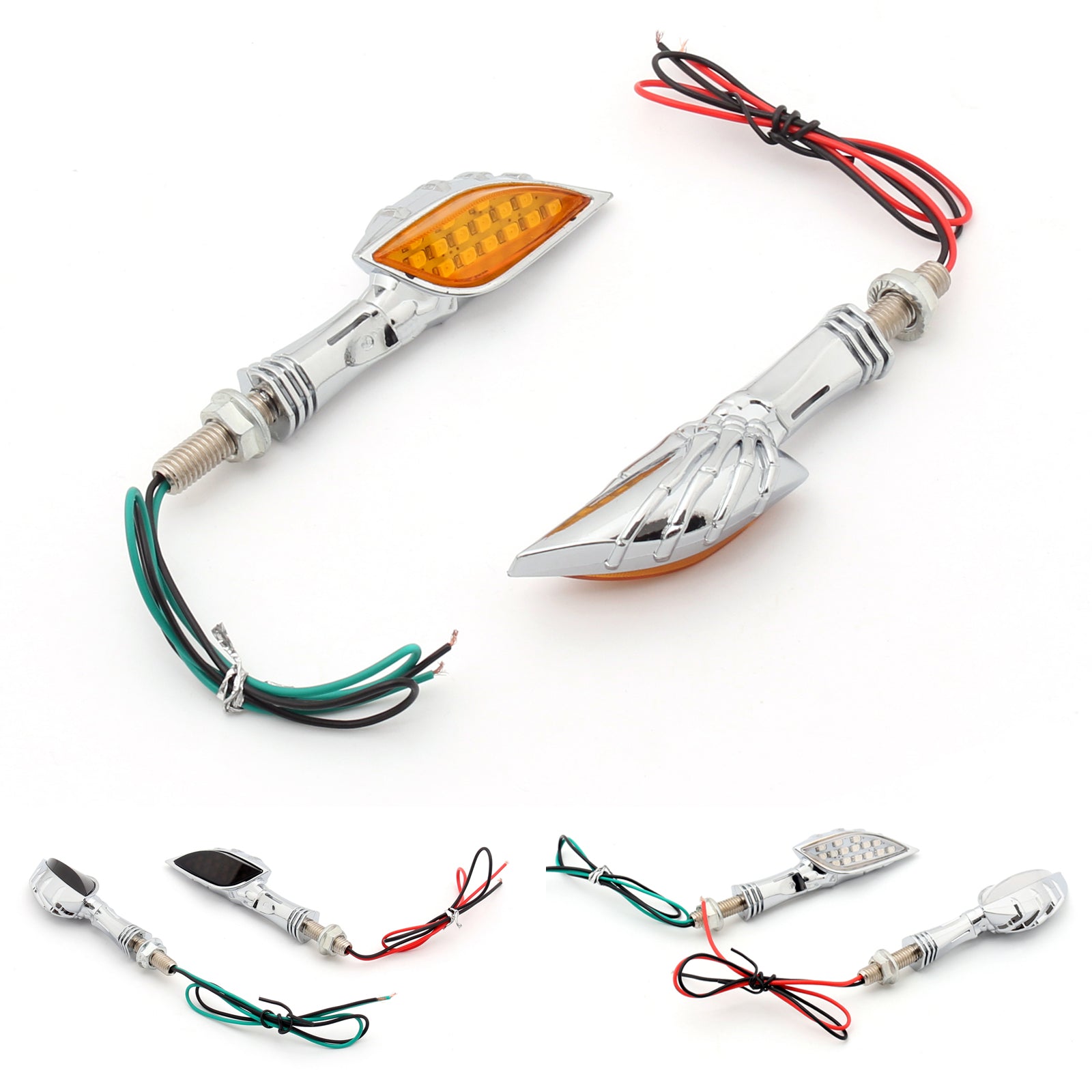 Universal Skeleton Hand LED Turn Signals Blinker Indicator 3 Color