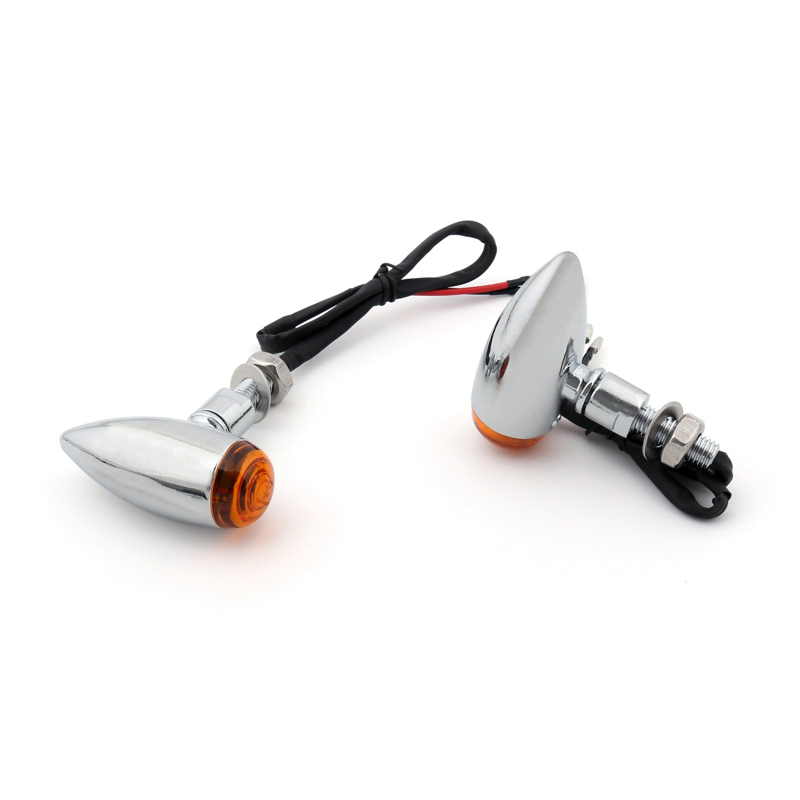 2x Indicadores de luces de señal de giro de bala Cruiser Chopper Harley Softail Dyna Sportster V-Rod, montaje universal de 10 mm, cromo ámbar genérico