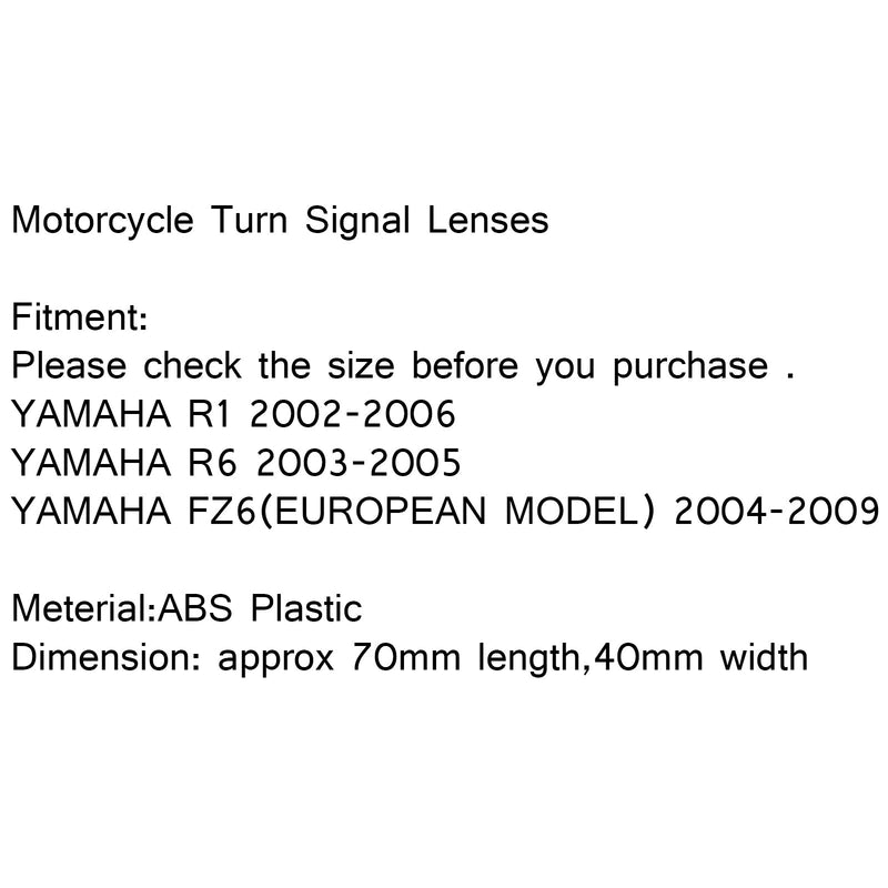 Front Turn Signal Lens For Yamaha R1/R6/FZ6 2004-2009(EURO) Generic