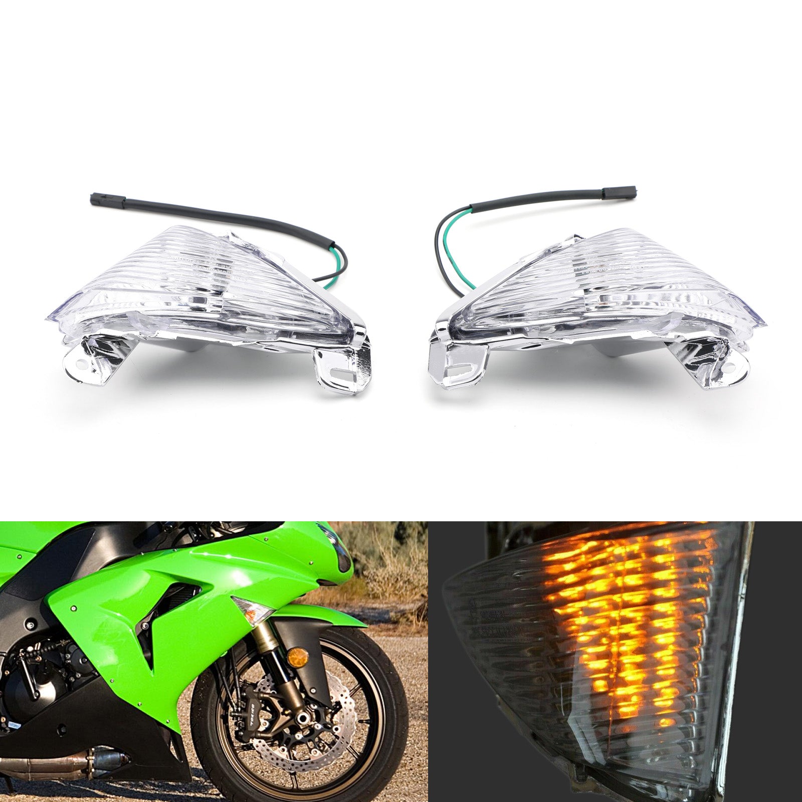 Front Turn Signals lens for Kawasaki ZX14R ZX10R ZX636/ZX6R Ninja 650F Concours Generic