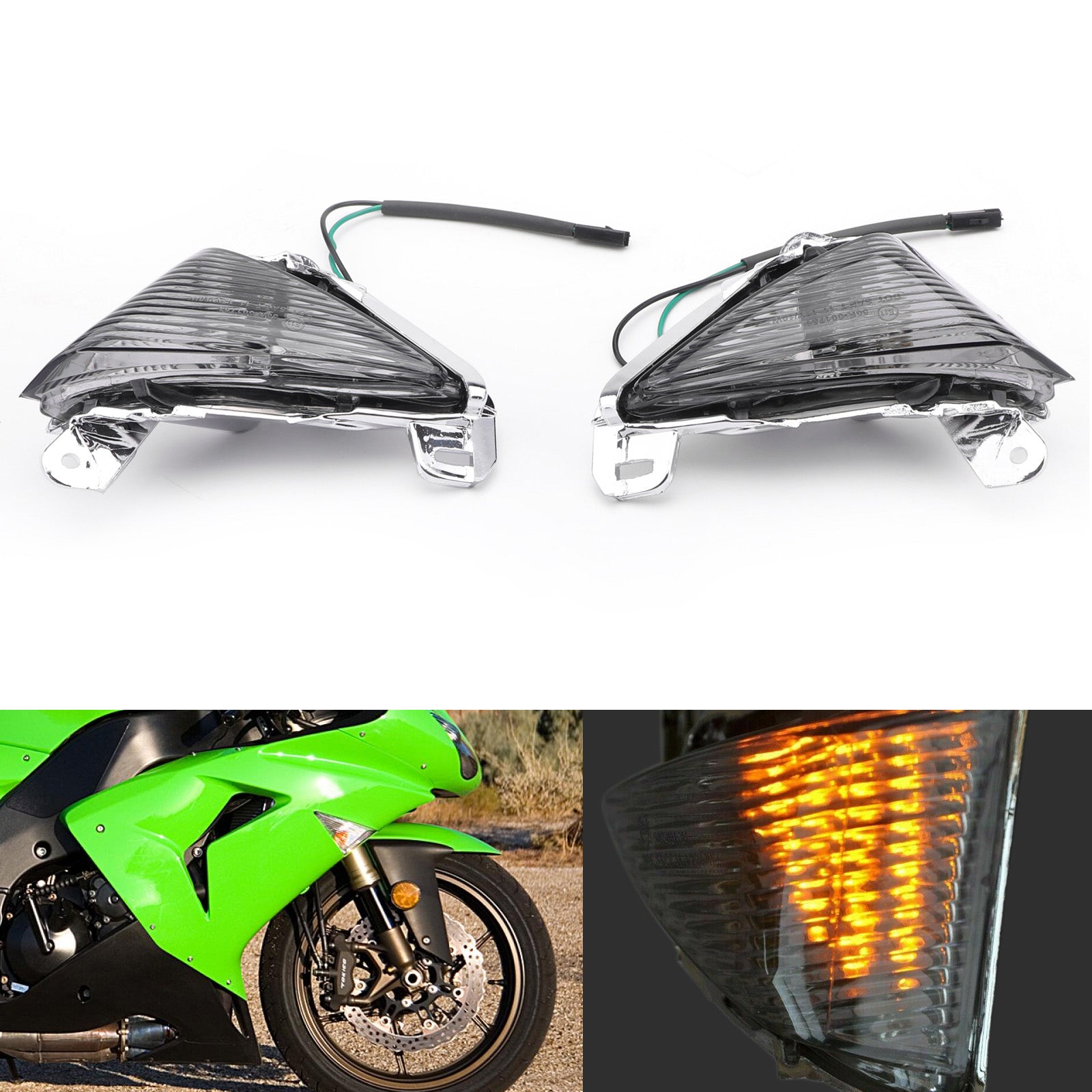 عدسة إشارات الانعطاف الأمامية لـ Kawasaki ZX14R ZX10R ZX636/ZX6R Ninja 650F Concours Generic