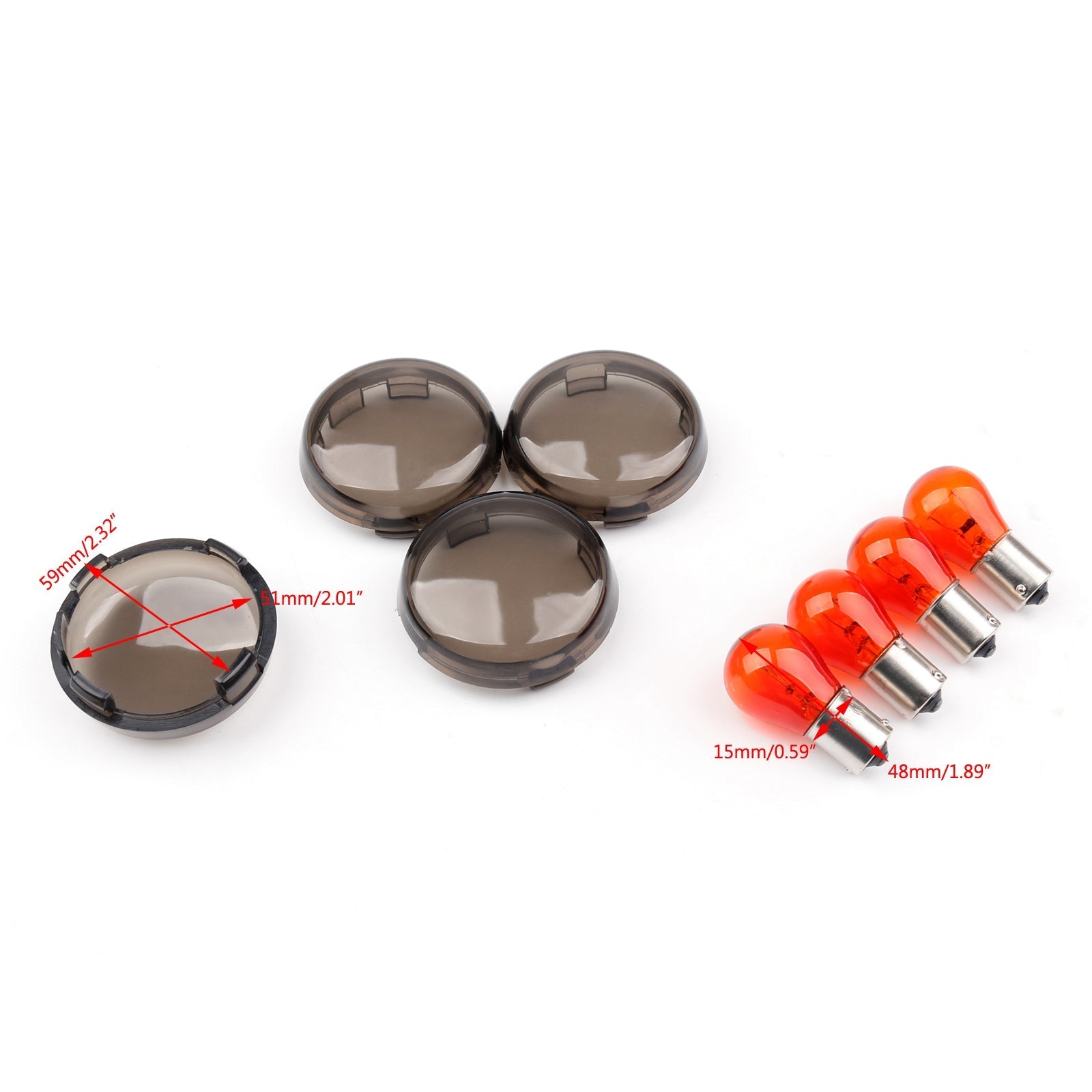 4 Uds. Cubierta de lente de luz de señal de giro + bombillas para Harley XL 883 48 Sportster genérico