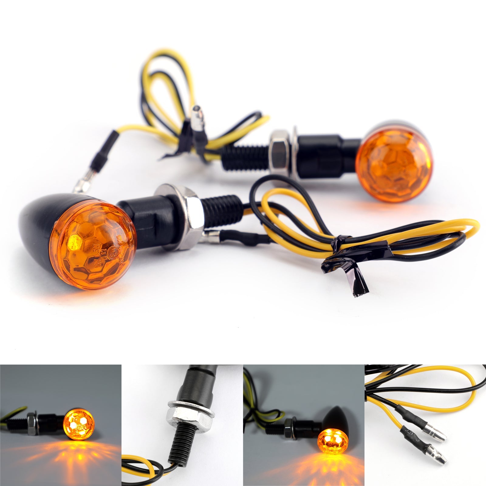 2x Universal Metal LED Mini Bullet Lente esférica Indicadores de señal de giro Luz genérica