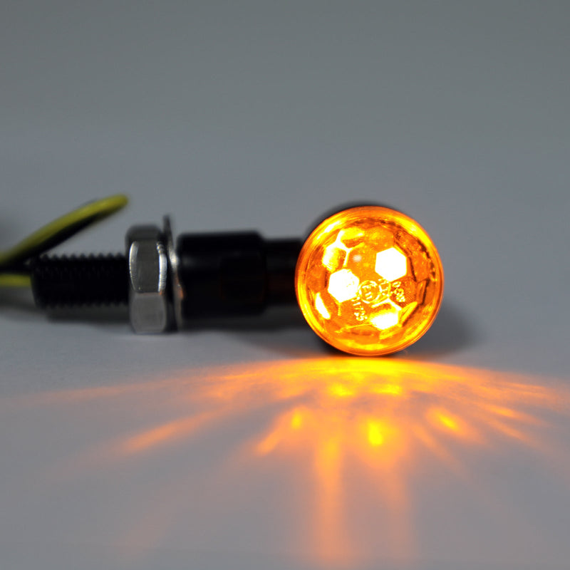 2x عدسة كروية صغيرة LED معدنية عالمية، مؤشرات إشارة الانعطاف، ضوء عام