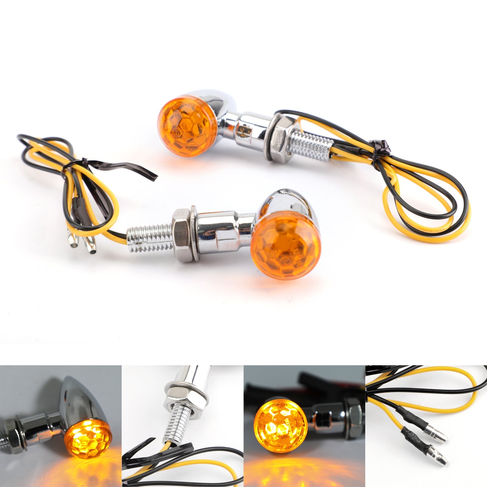 2x Universal Metal LED Mini Bullet Spherical Lens Turn Signal Indicators Light Generic