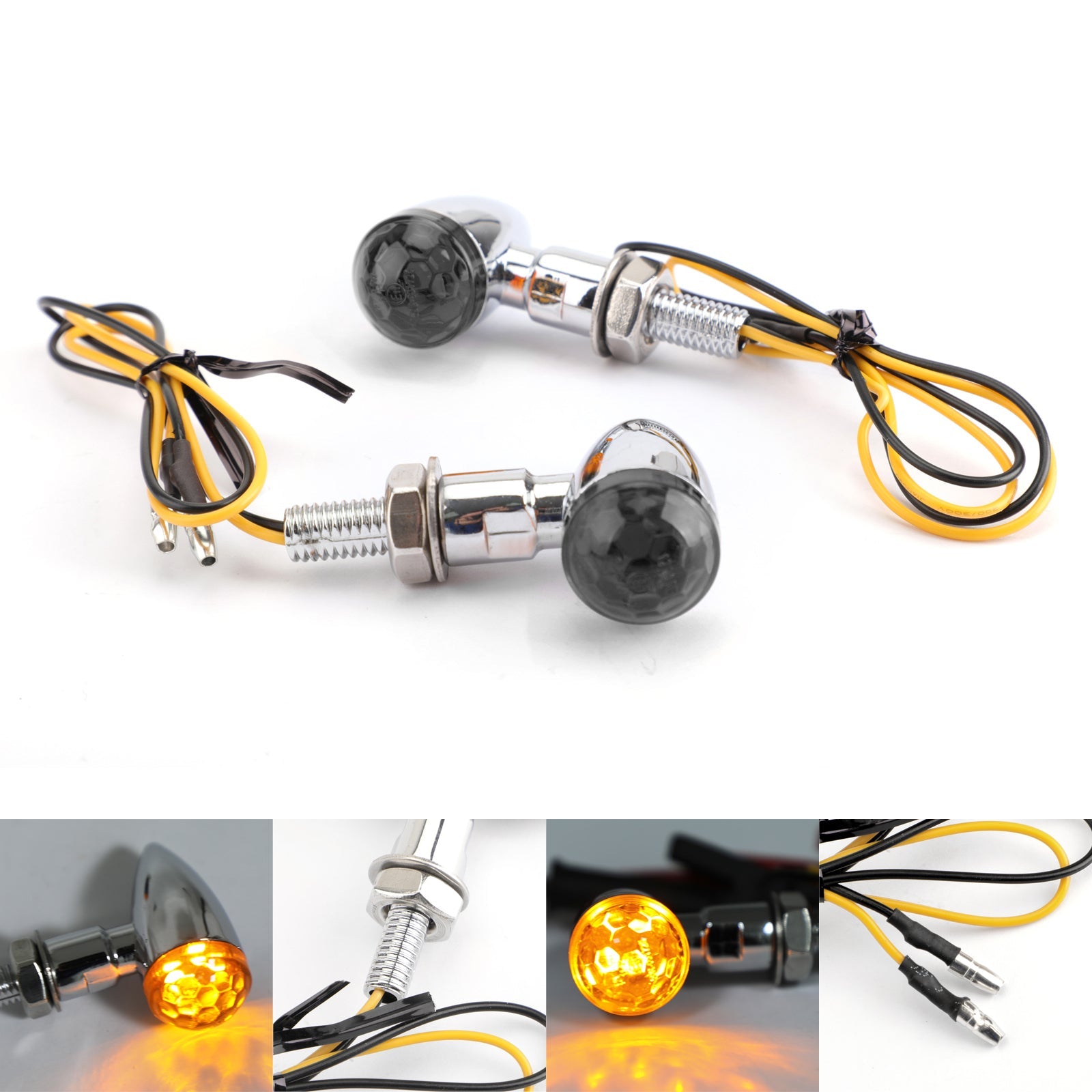 2x Universal Metal LED Mini Bullet Spherical Lens Turn Signal Indicators Light Generic