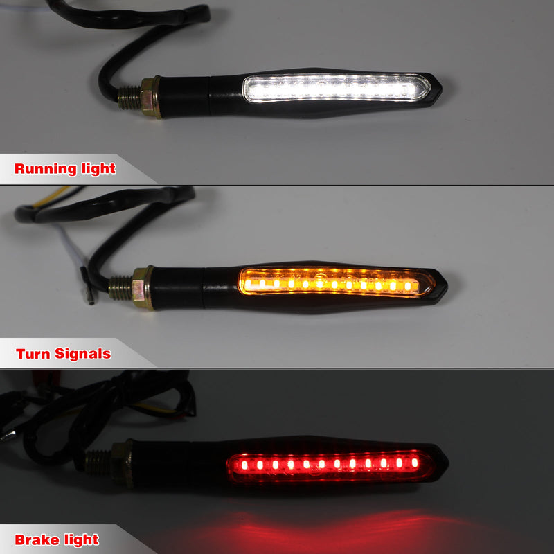 4x متسلسل تتدفق LED دراجة نارية بدوره إشارة أضواء المؤشر DRL مصباح مكبح