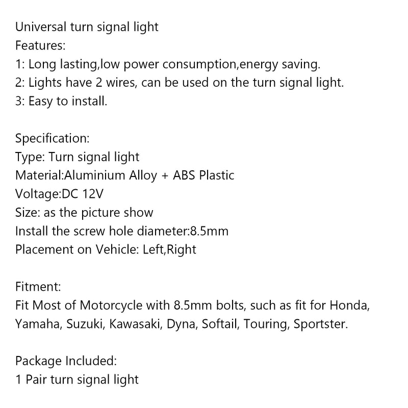 1 زوج العالمي للدراجات النارية LED الجبهة بدوره إشارة مصباح مؤشر ضوء عام