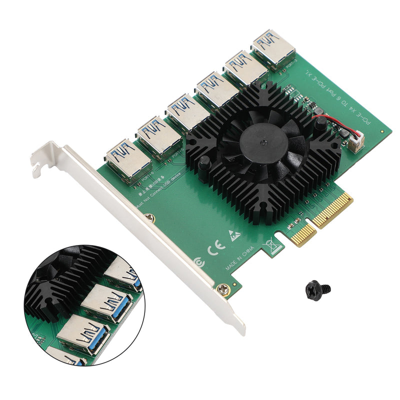 20Gbs PCI-E X4 a 6 * USB3.0 PCI-E X1 Riser Card Adapter Extender apto para minería