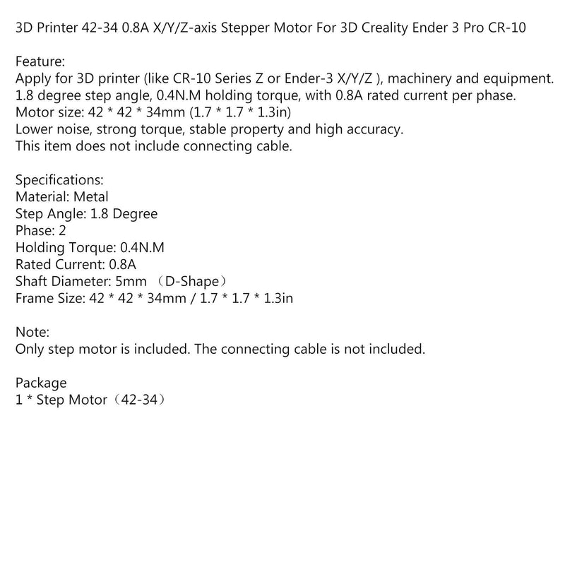 طابعة ثلاثية الأبعاد 42-40 42-34 X/Y/Z/E محرك متدرج لـ 3D Creality Ender 3 Pro CR-10