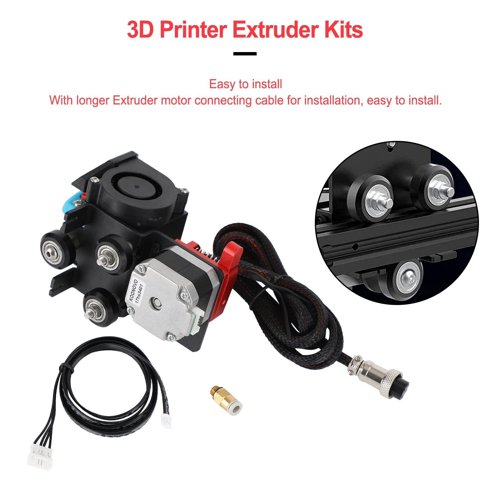 3D Printer MK8 Direct Drive Pulley Turbo Fan Extruder for CR-10 Ender3 12V/24V