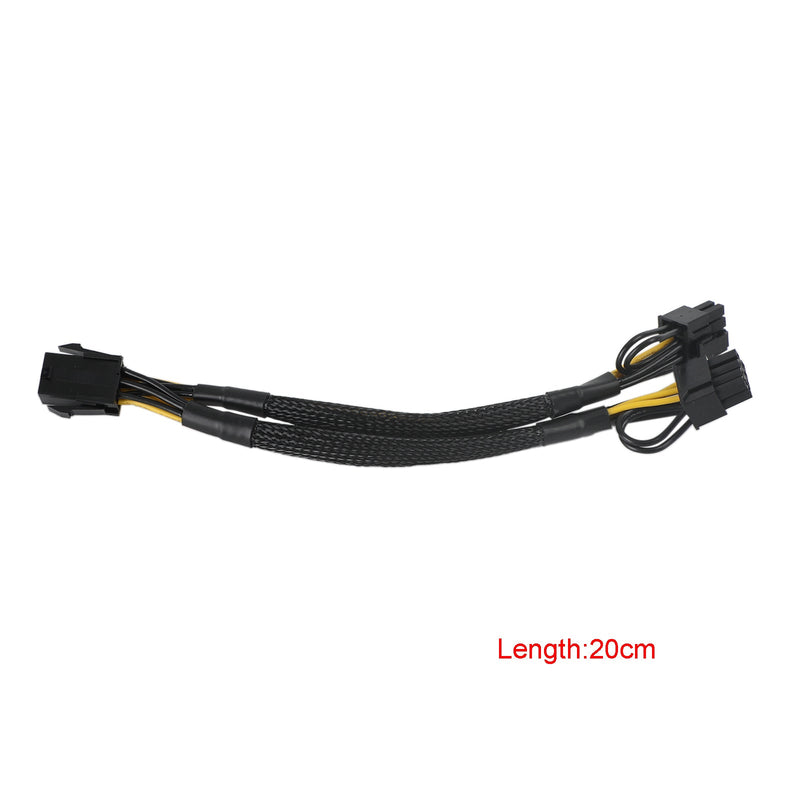 PCIE 6 Pin Male to 8 (6+2) Pin Dual Male GPU Power Cable Splitter 18AWG 50cm