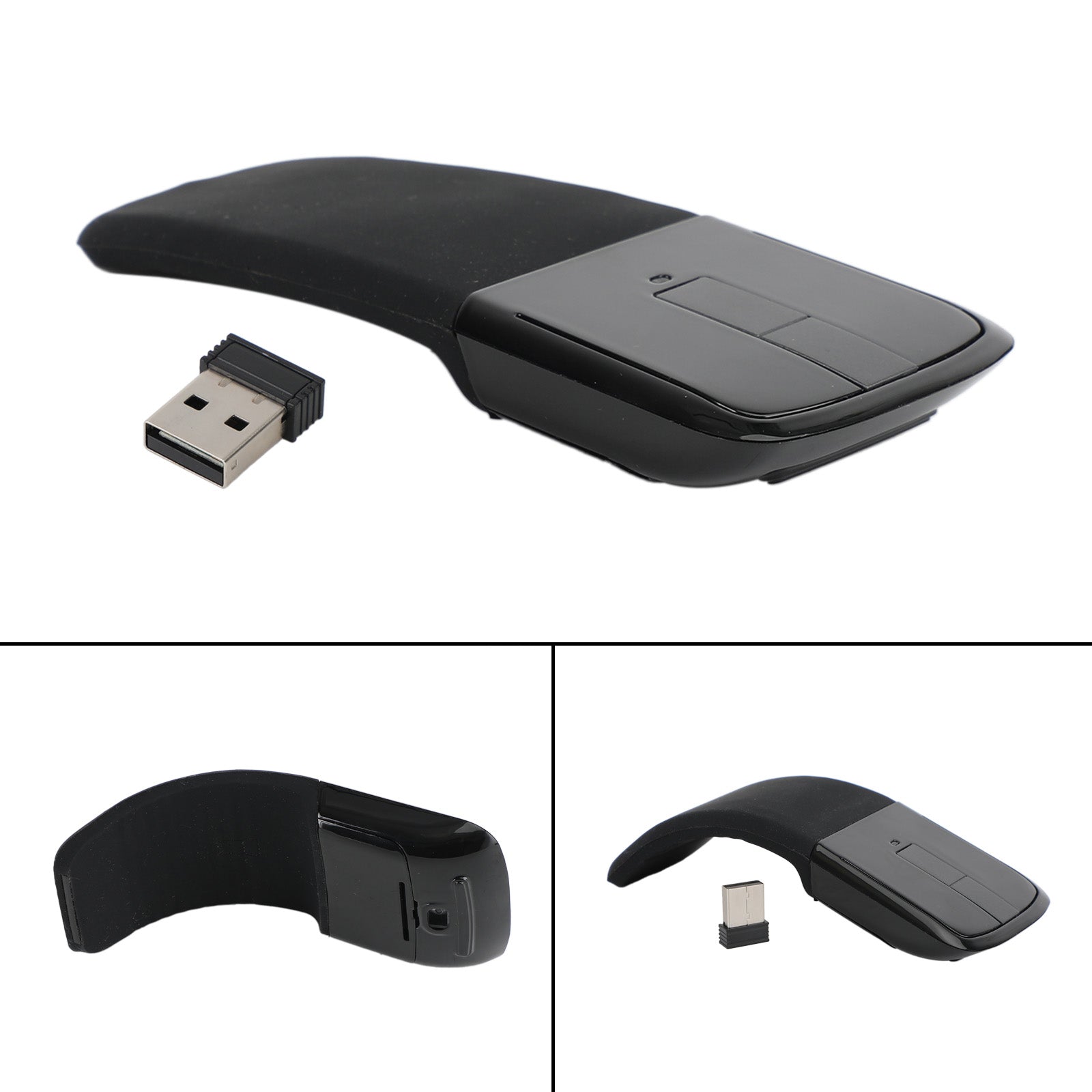 Foldable Arc Touch Wireless Mouse 2.4GHz Optical Touch Receiver PC Laptop