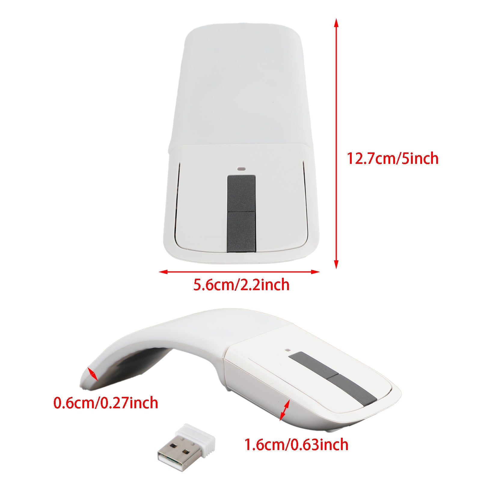 Foldable Arc Touch Wireless Mouse 2.4GHz Optical Touch Receiver PC Laptop