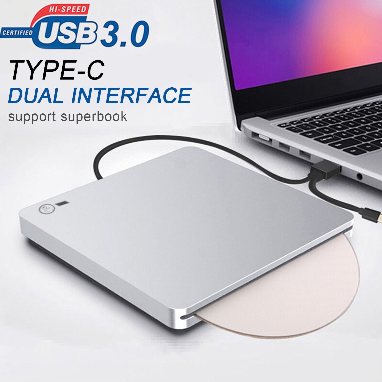 6X Blu ray Burner USB External Super Slim BD DVD CD RW Disc Writer Movie Player