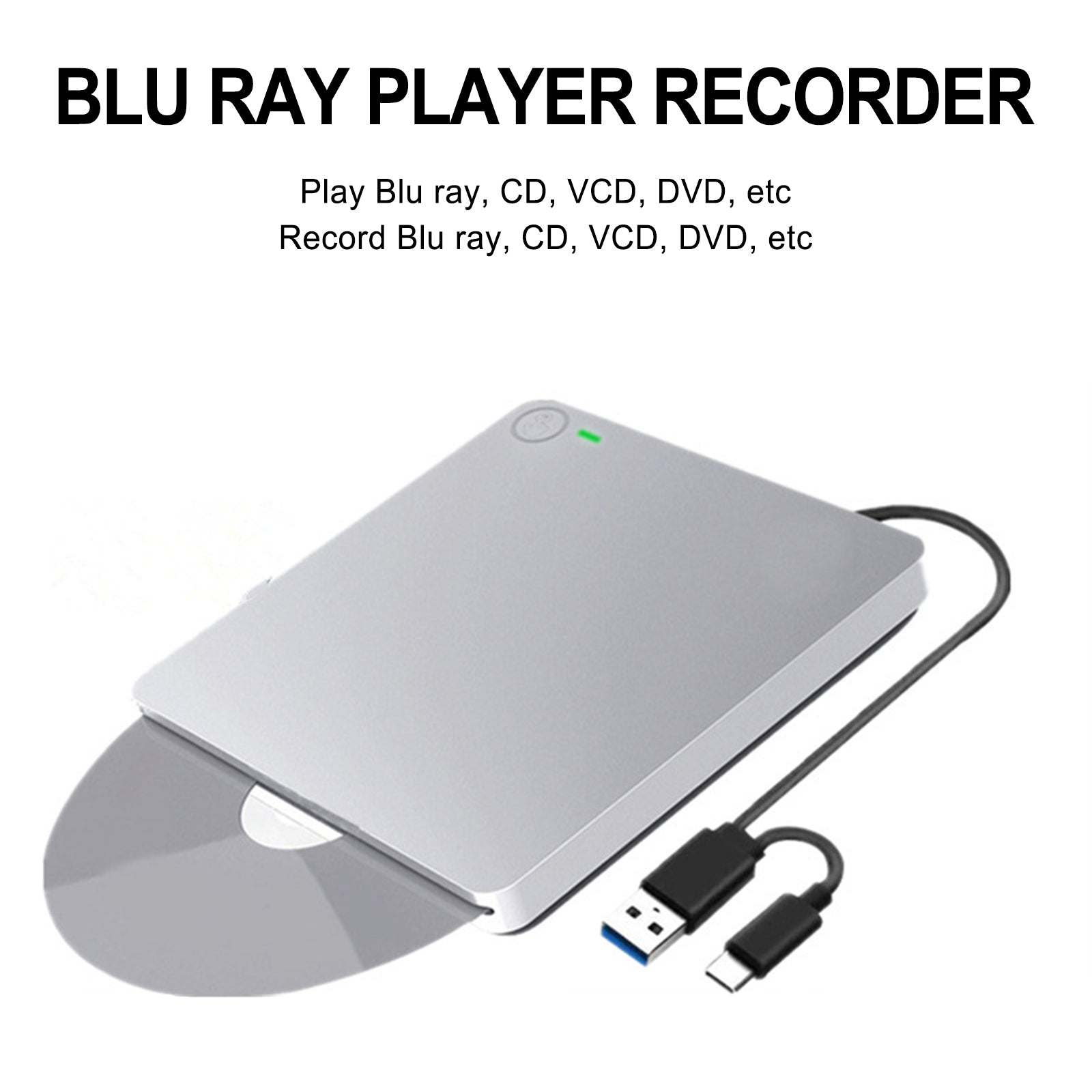 6X Blu ray Burner USB External Super Slim BD DVD CD RW Disc Writer Movie Player