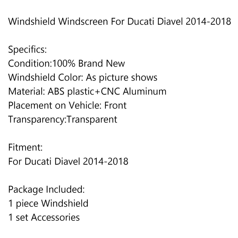 1x protección contra el viento del parabrisas para Ducati Diavel 2014-2018 genérico