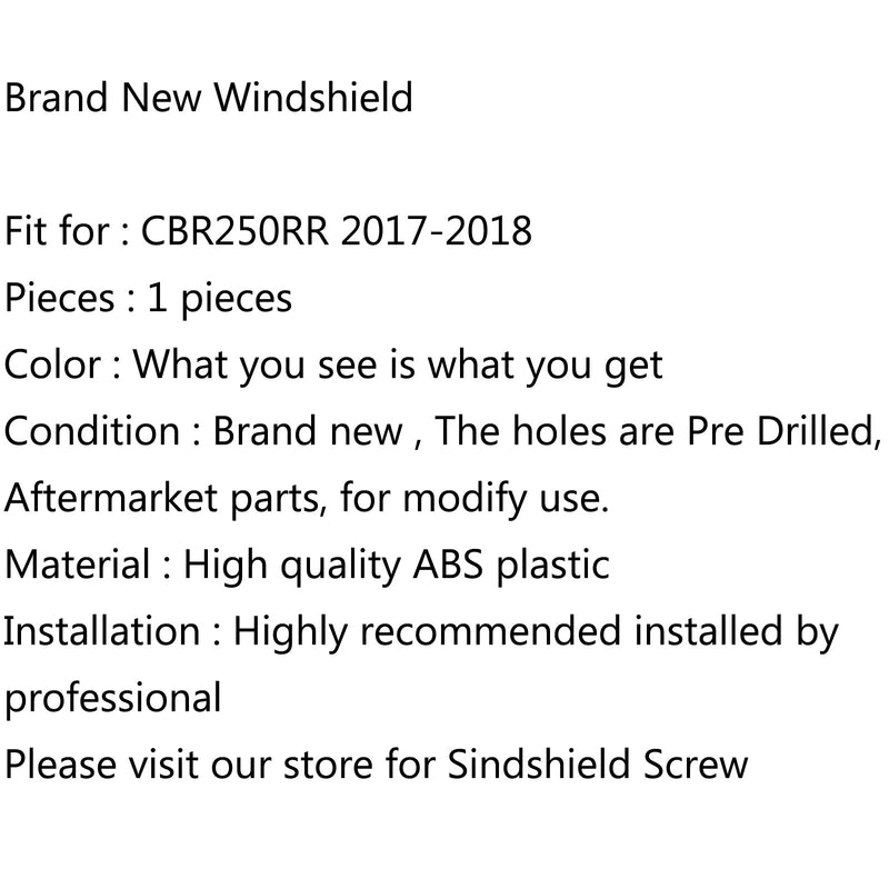 Windshield WindScreen Double Bubble For Honda CBR250RR 2017-2021 Generic