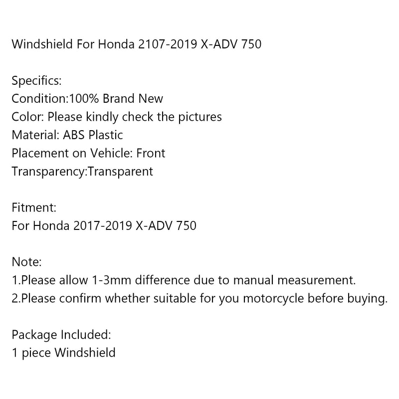 1x ABS البلاستيك دراجة نارية الزجاج الأمامي لهوندا 2107-2019 X-ADV 750 عام