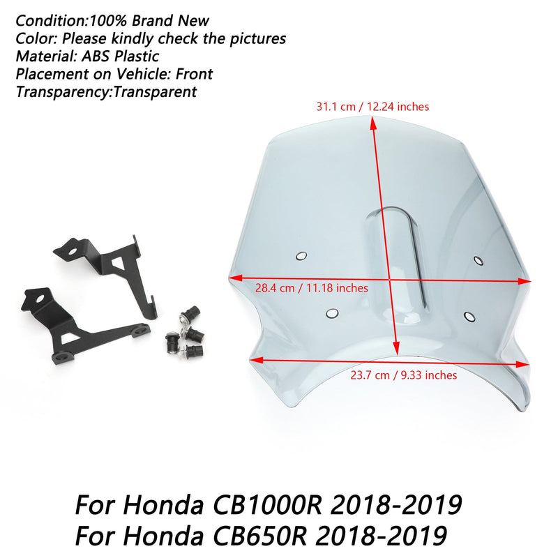 Parabrisas de plástico ABS para motocicleta Honda CB1000R/CB650R 2018-2019 genérico