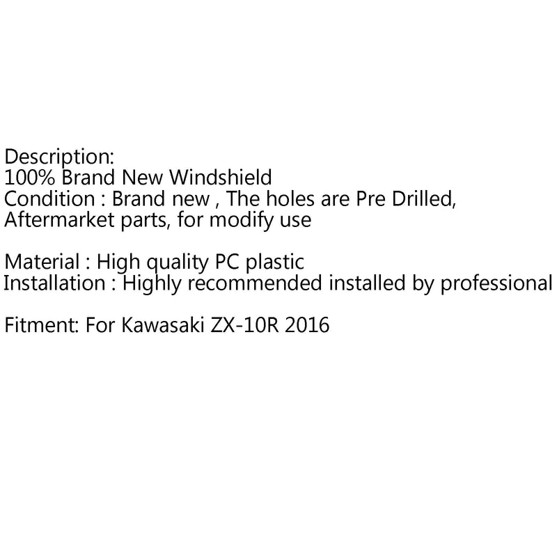 Parabrisas Parabrisas Doble Burbuja Para Kawasaki ZX-10R (2016-2017) 7 Color Genérico