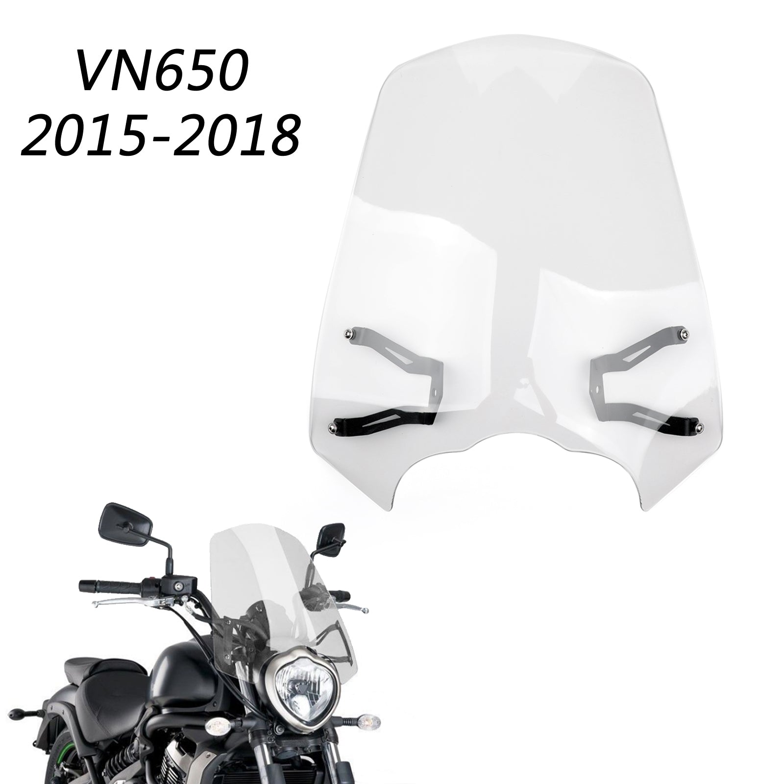 شاشة الزجاج الأمامي مع حامل لـ 2015-2023 Kawasaki Vulcan S EN 650 Generic