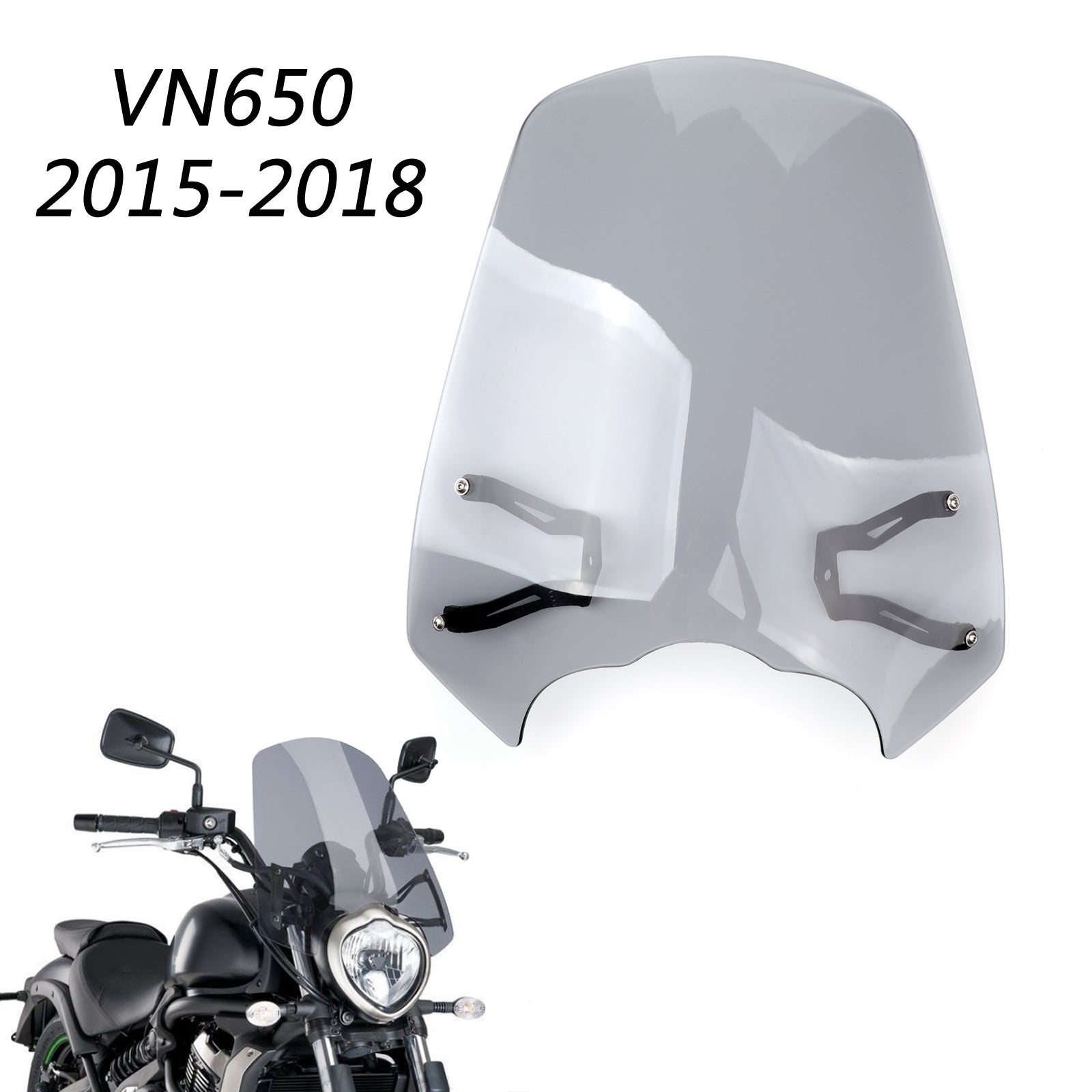 Windscreen Windshield Screen w/Bracket For 2015-2023 Kawasaki Vulcan S EN 650 Generic