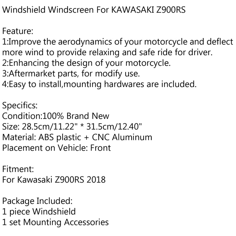 ABS الزجاج الأمامي مقهى المتسابق حامي الرياح لكاواساكي Z900RS 2018 عام