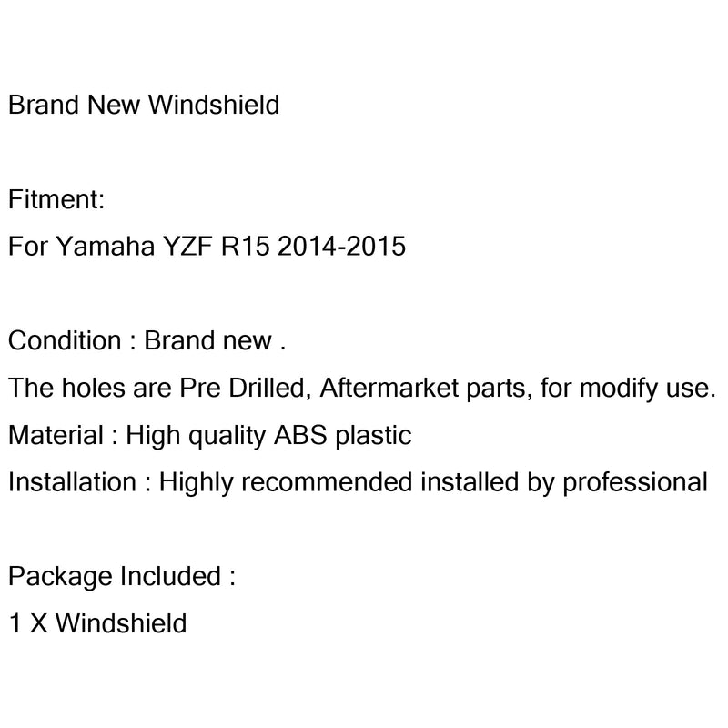 سباق ABS الزجاج الأمامي لياماها YZF R15 (2014-2016)
