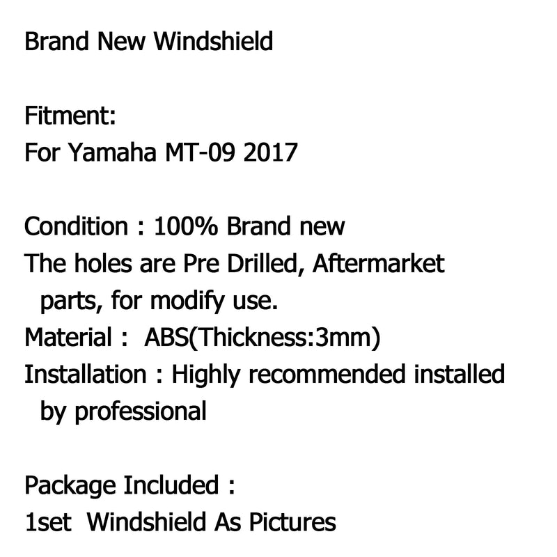ABS الزجاج الأمامي للدراجات النارية مع قوس لياماها MT-09 (2017) 2 لون عام