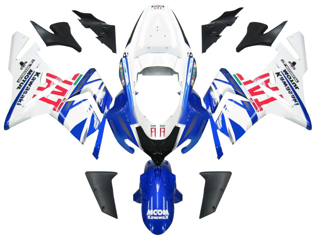 Fairings 2004-2005 Kawasaki ZX 10R أزرق أبيض FIAT Generic