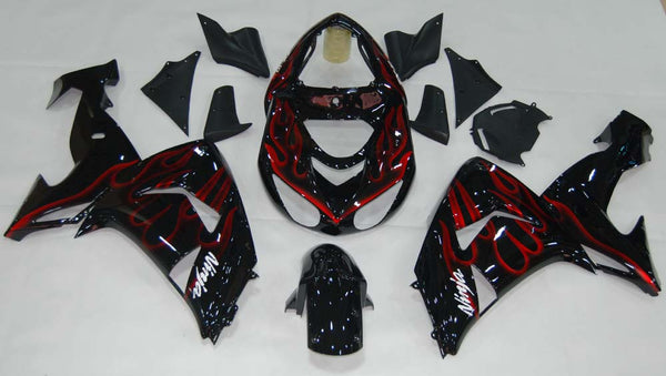 Fairings 2006-2007 Kawasaki ZX 10R Black & Red Flame Ninja  Generic