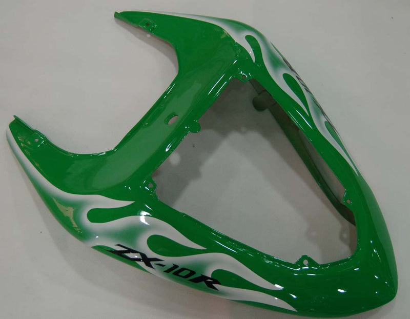 Fairings 2006-2007 Kawasaki ZX 10R Green &amp; White Flame Ninja Generic