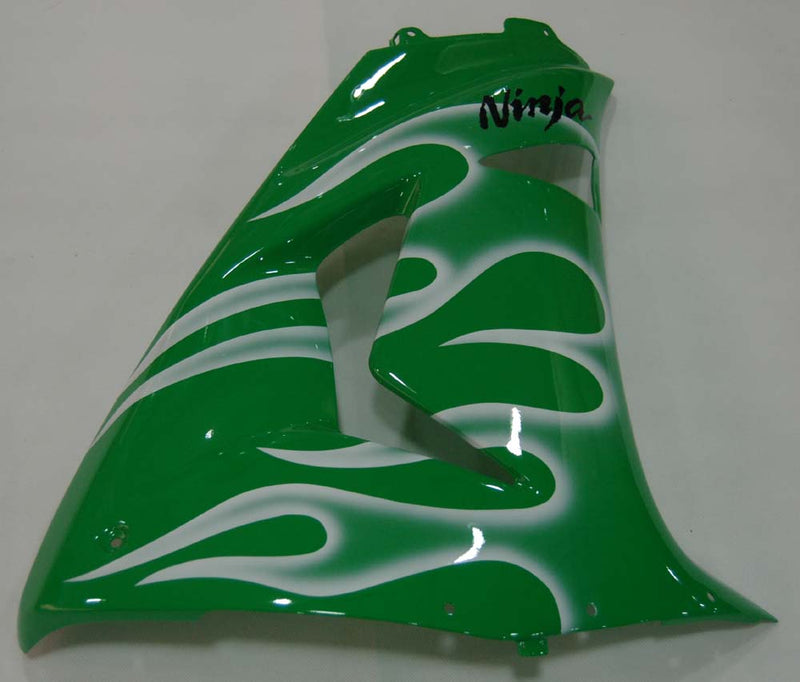 Fairings 2006-2007 Kawasaki ZX 10R Green &amp; White Flame Ninja Generic