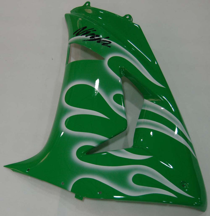 Fairings 2006-2007 Kawasaki ZX 10R Green & White Flame Ninja  Generic