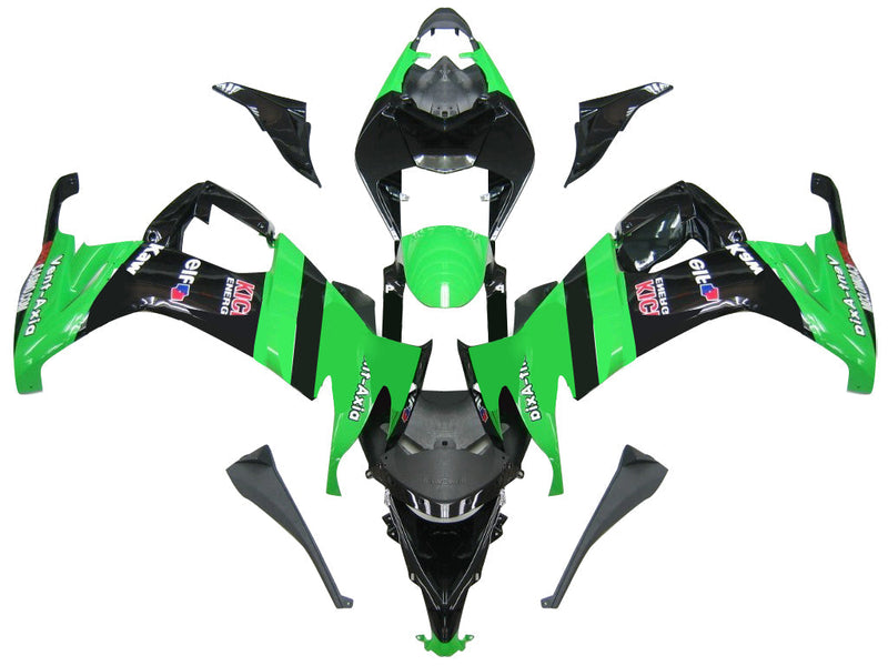 Fairings 2008-2010 Kawasaki ZX10R أخضر أسود ZX10R عام