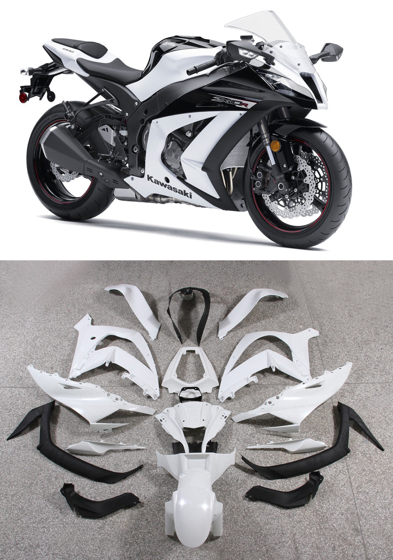 Fairings 2011-2015 Plastics Kawasaki ZX10R Ninja White ZX10R  Generic