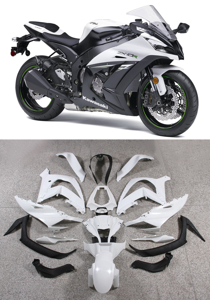 Fairings 2011-2015 Plastics Kawasaki ZX10R Ninja White Black ZX10R  Generic