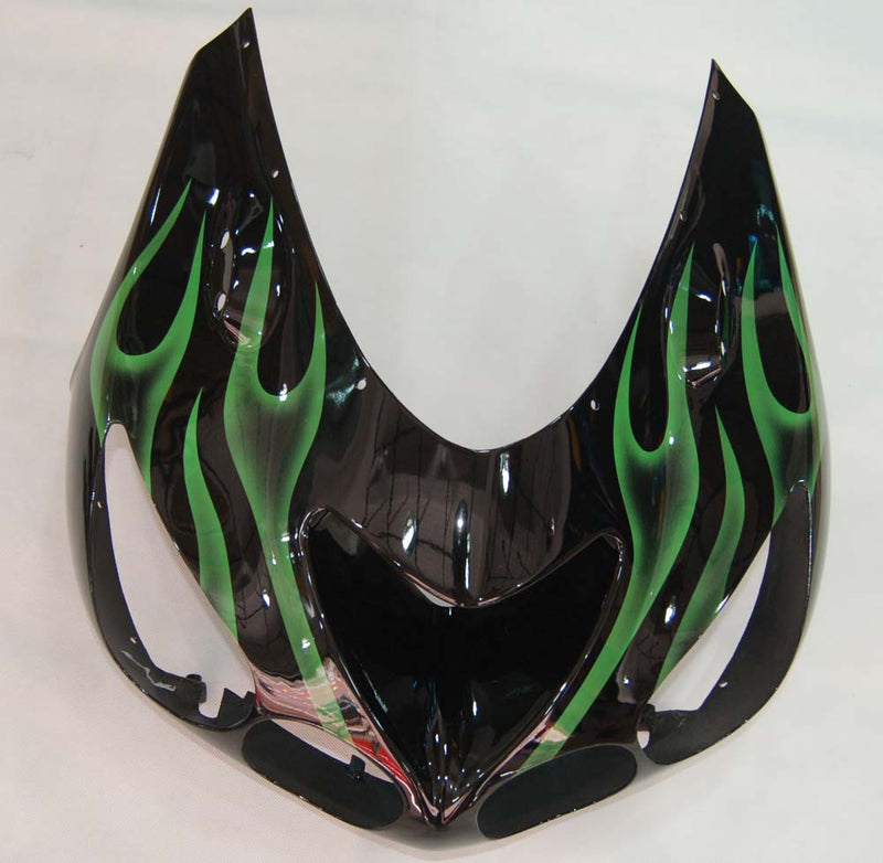 Fairings 2006-2011 Kawasaki ZX14R Black &amp; Green Flame Ninja Generic