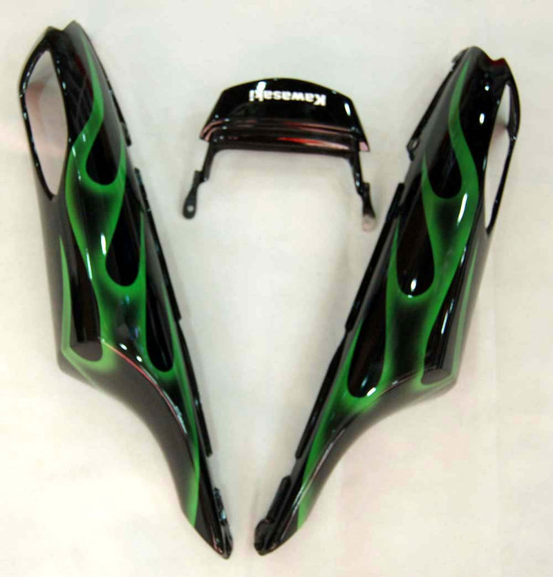 Fairings 2006-2011 Kawasaki ZX14R Black & Green Flame Ninja  Generic