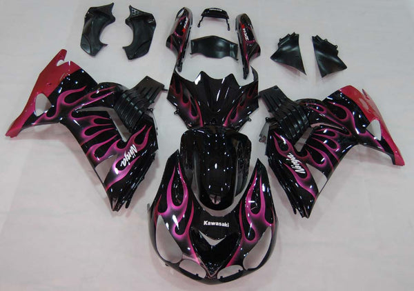 Fairings 2006-2011 Kawasaki ZX14R أسود وأرجواني لهب نينجا عام