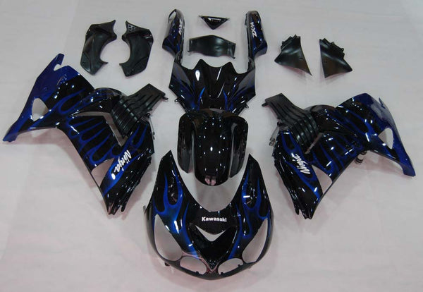 Fairings 2006-2011 Kawasaki ZX14R Black &amp; Blue Flame Ninja Generic