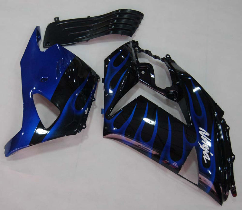 Fairings 2006-2011 Kawasaki ZX14R Black &amp; Blue Flame Ninja Generic